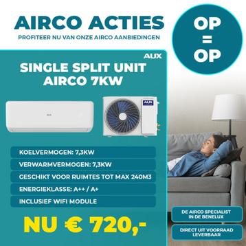 Nieuw Aux airco 7kw voor 100m2 wifi r32 inverter split unit