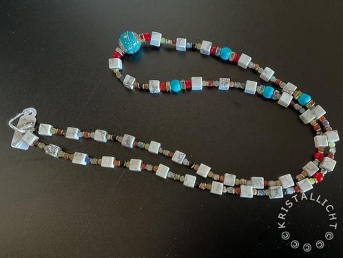 Lange ketting van halfedelsteen – 11102, Sieraden, Tassen en Uiterlijk, Kettingen, Nieuw, Steen of Mineraal, Wit, Met edelsteen