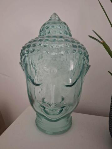 Glazen Boeddha Hoofd - 25 cm - Prima Staat! beschikbaar voor biedingen