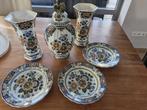 Delfts Polychroom Kaststel + 3 Borden - Zeer Goede Staat, Ophalen