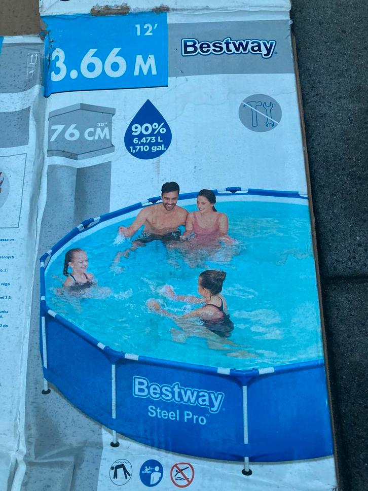 Bestway steel pro 3,66M zwembad, filters en chloor tabletten, Tuin en Terras, Zwembaden, Zo goed als nieuw, Minder dan 80 cm, 200 tot 400 cm