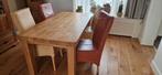 Mooi eiken tafel met leren stoelen, Gebruikt, Eikenhout, 150 tot 200 cm, Vier personen