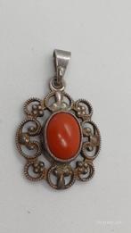 Zilveren Hanger Bloedkoraal 835, Overige voorstellingen, Oranje, Ophalen of Verzenden, Met edelsteen