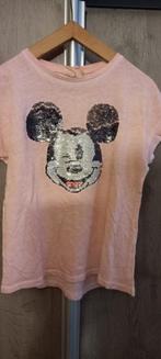 roze T-shirt Mickey Mouse paillettten Zara maat 128, Meisje, Ophalen of Verzenden, Zo goed als nieuw, Zara