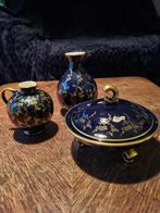 Kobalt vazen en snoepdoosje, Huis en Inrichting, Woonaccessoires | Vazen, Blauw, Aardewerk of Porselein, Ophalen of Verzenden