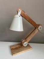 Tafellamp + wandlamp wit metaal en mangohout, Ophalen of Verzenden, Zo goed als nieuw, Hout