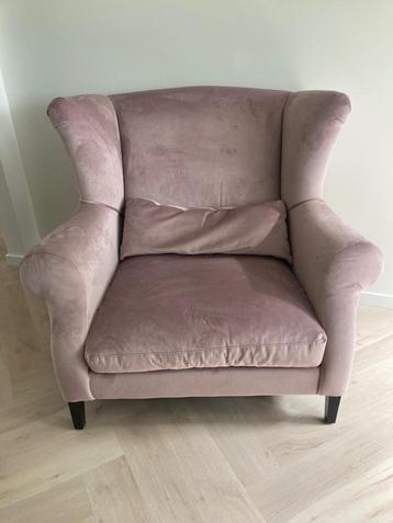 Fauteuil oud roze velours beschikbaar voor biedingen