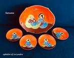 Schaal + bordjes Porselein Goudaccent Oranje Ongemerkt Japan, Antiek en Kunst, Ophalen
