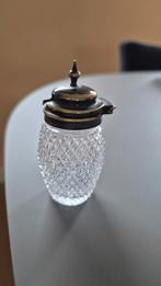 Mosterdpotje zoutpotje glazen potje met deksel antiek, Ophalen of Verzenden