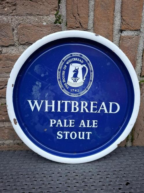 Authentiek emaille plateau Whitbread bier nr2, Verzamelen, Biermerken, Zo goed als nieuw, Reclamebord, Plaat of Schild, Overige merken