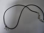 Koordketting wax zwart met hanger 2 hartjes, Overige materialen, Verstelbaar, Verzenden, Zwart