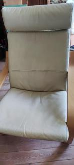 Cremewit echt leren Poang IKEA relax stoel, Hout, Ophalen of Verzenden, Zo goed als nieuw, IKEA
