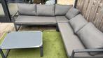 Grijze metalen Loungeset met tafel, Tuin en Terras, Tuinsets en Loungesets, Ophalen, 4 zitplaatsen, Kunststof, Gebruikt