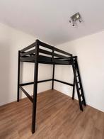 IKEA Hoogslaper 2-persoons - Zwart met Gebruikssporen, Ophalen, Gebruikt, Hoogslaper, 160 tot 180 cm