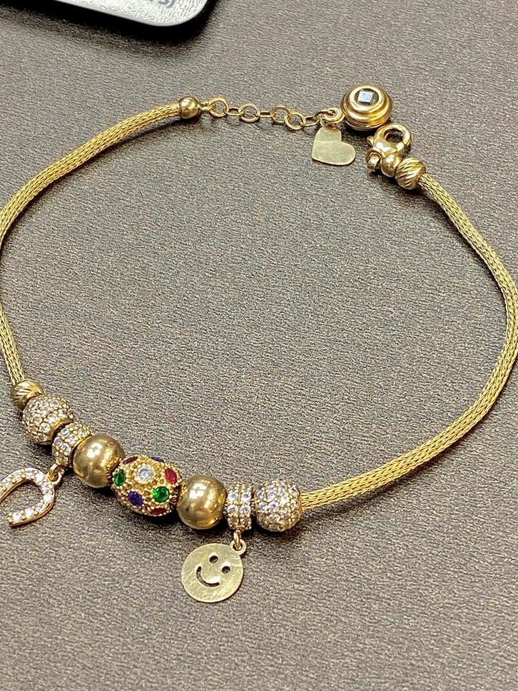 14k Gouden Bedel Armband, Sieraden, Tassen en Uiterlijk, Armbanden, Nieuw, Goud, Goud, Met bedels of kralen, Ophalen of Verzenden