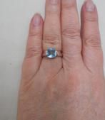 Zilveren ring met licht blauwe steen maat 16.5  nr.1133, Verzenden, Dame, Zilver, Zilver