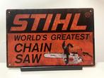 Stihl World’s Greatest chain saw metalen reclamebord (Old Lo, Verzamelen, Merken en Reclamevoorwerpen, Nieuw, Reclamebord, Ophalen of Verzenden