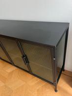 DutchBone Boli Dressoir - Zwart Metaal & Glas, Ophalen, 100 tot 150 cm, Minder dan 100 cm, 25 tot 50 cm