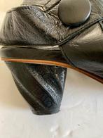 J98 Lisa Tucci mt. 37,5 open leren schoenen pumps zwart leer, Zwart, Zo goed als nieuw, Lisa Tucci, Ophalen of Verzenden