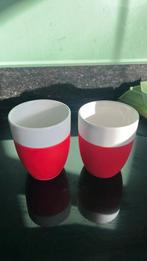 Hema set 2 steen mokken kunststof rood, Ophalen of Verzenden, Zo goed als nieuw, Overige stijlen, Kop(pen) en/of Schotel(s)