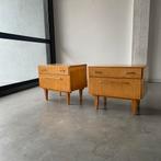 2 nachtkastjes jaren 60 vintage craquelé met la en klep, Huis en Inrichting, Kasten | Ladekasten, Ophalen, Gebruikt, 1 of 2 laden