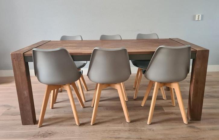 Xooon eettafel met 6 stoelen, Huis en Inrichting, Tafels | Eettafels, Gebruikt, 50 tot 100 cm, 150 tot 200 cm, Vijf personen of meer