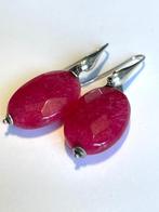 Oorbellen Lott Gioielli Fuchsia kleur edelsteen zilver, Ophalen of Verzenden, Zo goed als nieuw, Overige kleuren, Zilver