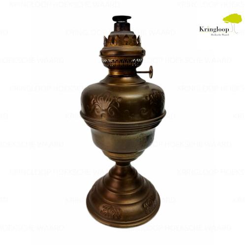 Antieke olielamp mogelijk Belgica D.F., Antiek en Kunst, Antiek | Kandelaars, Koper of Brons, Ophalen of Verzenden