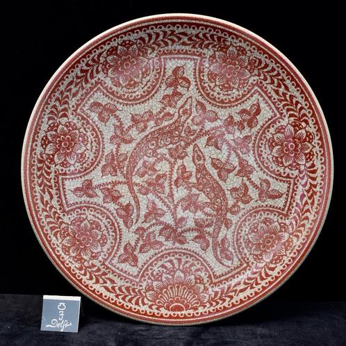 Rood Craquele Porceleyne schaal (Delft), Antiek en Kunst, Antiek | Keramiek en Aardewerk, Ophalen of Verzenden