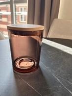 Glazen Bewaarpotje met Houten Deksel, Ophalen, Gebruikt, Schaal, Rond