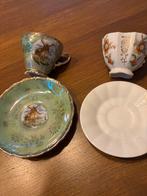 Antieke porseleinen molenkopje en gebloemd kopje, Antiek en Kunst, Antiek | Servies los, Ophalen of Verzenden
