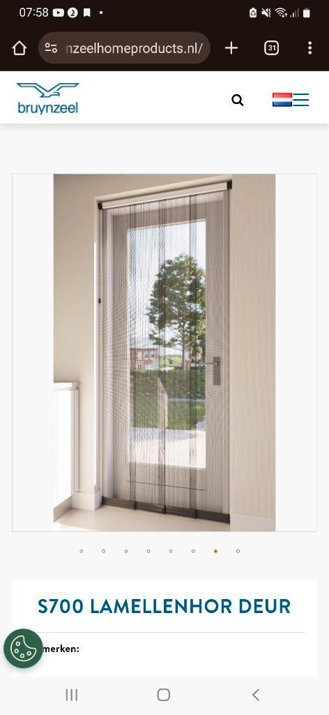 Bruynzeel S700 lamellen hor gordijn, Doe-het-zelf en Verbouw, Deuren en Horren, Nieuw, Hordeur, 215 cm of meer, 80 tot 100 cm