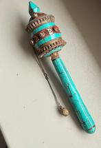 turquoise-kleurig Tibetaans gebedswiel Mani-wiel, Antiek en Kunst, Kunst | Niet-Westerse kunst, Ophalen of Verzenden