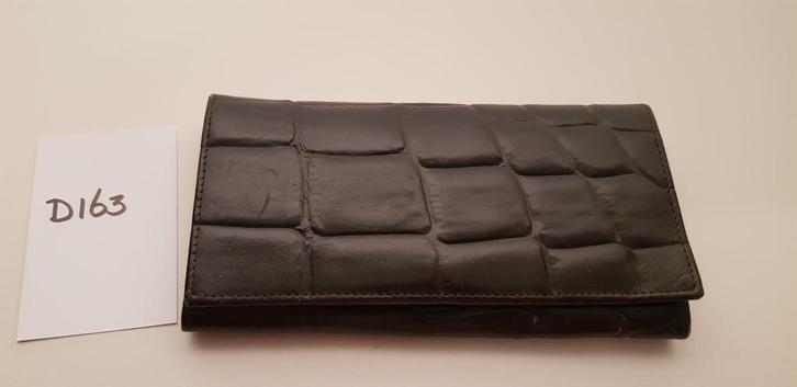 K211: donkerbruin leder portemonnee reptielprint zeer fraai, Sieraden, Tassen en Uiterlijk, Portemonnees, Ophalen of Verzenden