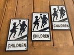 Gietijzeren bord met spelende kinderen, pas op kinderen, Ophalen of Verzenden