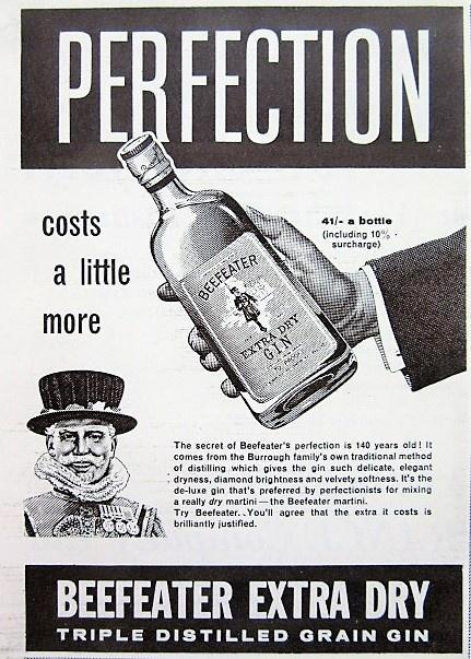 8 vintage advertenties reclames Beefeater gin 1961-72 drank, Verzamelen, Merken en Reclamevoorwerpen, Gebruikt, Overige typen