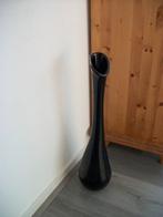 Hoge Glazen zwarte Vaas met Witte Streep ( 64 cm hoog ), Gebruikt, 50 tot 75 cm, Zwart, Ophalen of Verzenden