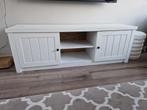 Witte TV-meubel met opbergruimte, Ophalen, 100 tot 150 cm, Grenenhout, Minder dan 100 cm