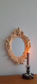 Brocante spiegel met engeltjes, Minder dan 100 cm, Minder dan 50 cm, Ophalen of Verzenden, Ovaal