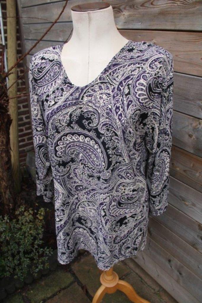 Tuniek zwart/ beige/ paars Magna mt 44/46 Vaste prijs, Kleding | Dames, Blouses en Tunieken, Zo goed als nieuw, Maat 42/44 (L)