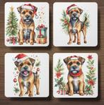 Border Terrier Kerst onderzetters met houder, Verzenden, Nieuw, Glas of Kopje