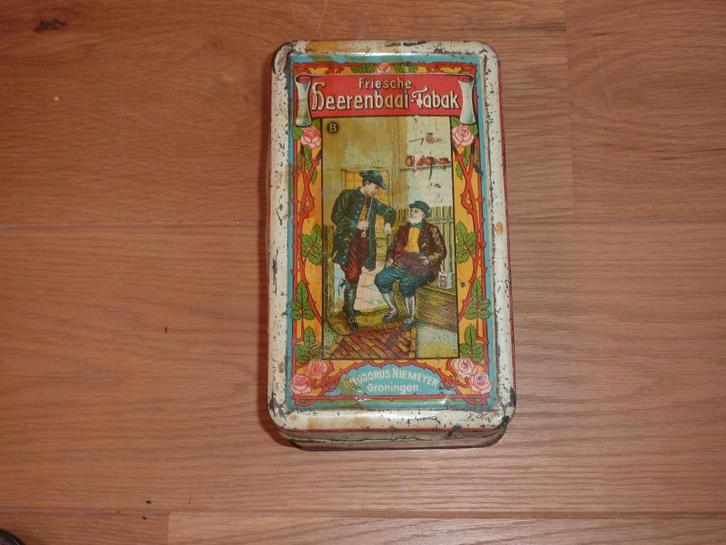 Tabaksblik Friesche Heerenbaai Tabak, Verzamelen, Blikken, Gebruikt, Overige, Overige merken, Ophalen of Verzenden