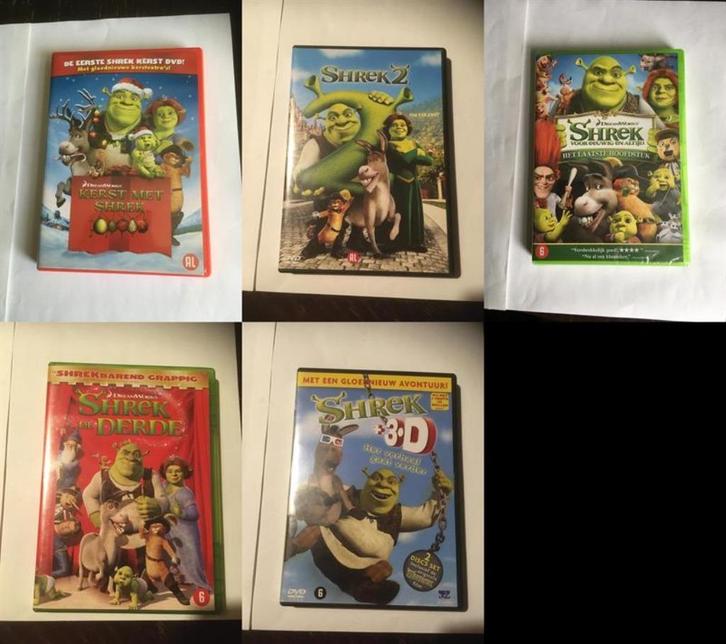 shrek 1 2 3 4 dvd + kerst met shrek collectie, Cd's en Dvd's, Dvd's | Tekenfilms en Animatie, Zo goed als nieuw, Amerikaans, Vanaf 6 jaar