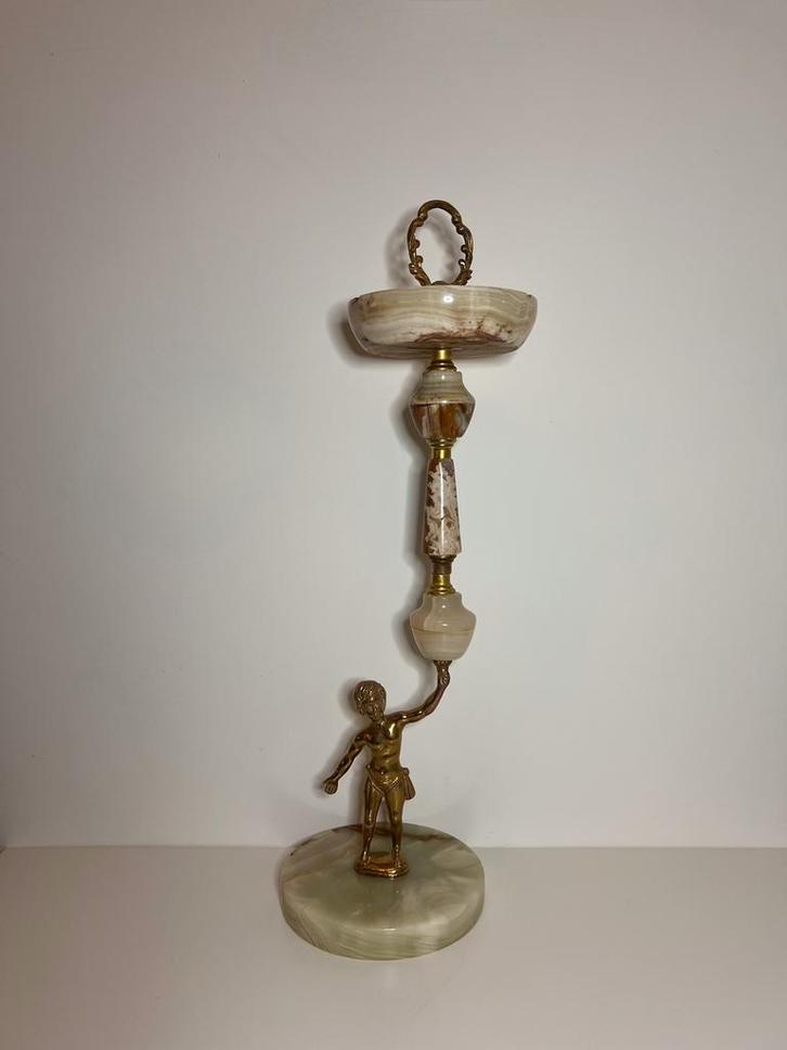 Zeldzame Antieke Staande Asbak Onyx/ Marmer/ Messing, Antiek en Kunst, Antiek | Woonaccessoires, Ophalen of Verzenden