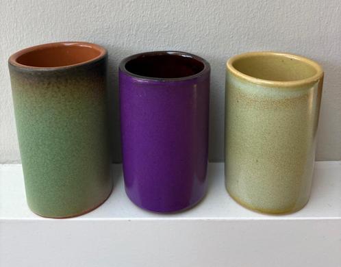 VINTAGE AARDEWERK VAASJES -GROEN -GEEL ........, Antiek en Kunst, Curiosa en Brocante, Ophalen of Verzenden
