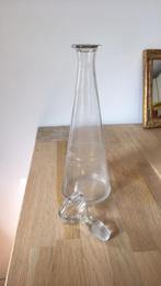 Glazen karaf / vaas / fles met slinger motief aan zijkant, Minder dan 50 cm, Glas, Gebruikt, Ophalen of Verzenden