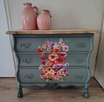 Groen Buikkastje met Bloemenmotief, Huis en Inrichting, Kasten | Ladekasten, Ophalen, 50 tot 100 cm, 3 of 4 laden, Minder dan 100 cm