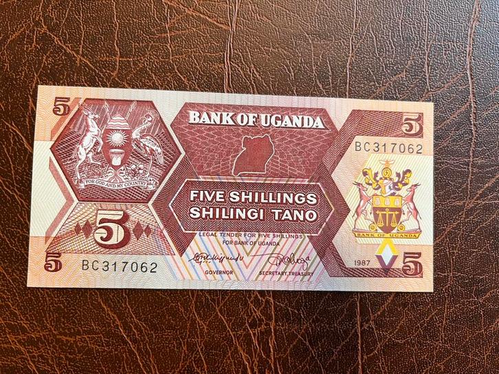 Oeganda vijf shilling 1987 UNC, Postzegels en Munten, Bankbiljetten | Afrika, Los biljet, Overige landen, Ophalen of Verzenden