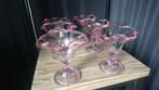 6x vintage roze ijscoupes - Made in Italy, Gebruikt, Ophalen of Verzenden, Glas, Bord(en)