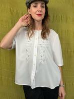 Vintage blouse, maat 40/L - wit - embroidery - 90's, Maat 38/40 (M), Wit, Ophalen of Verzenden, Vintage